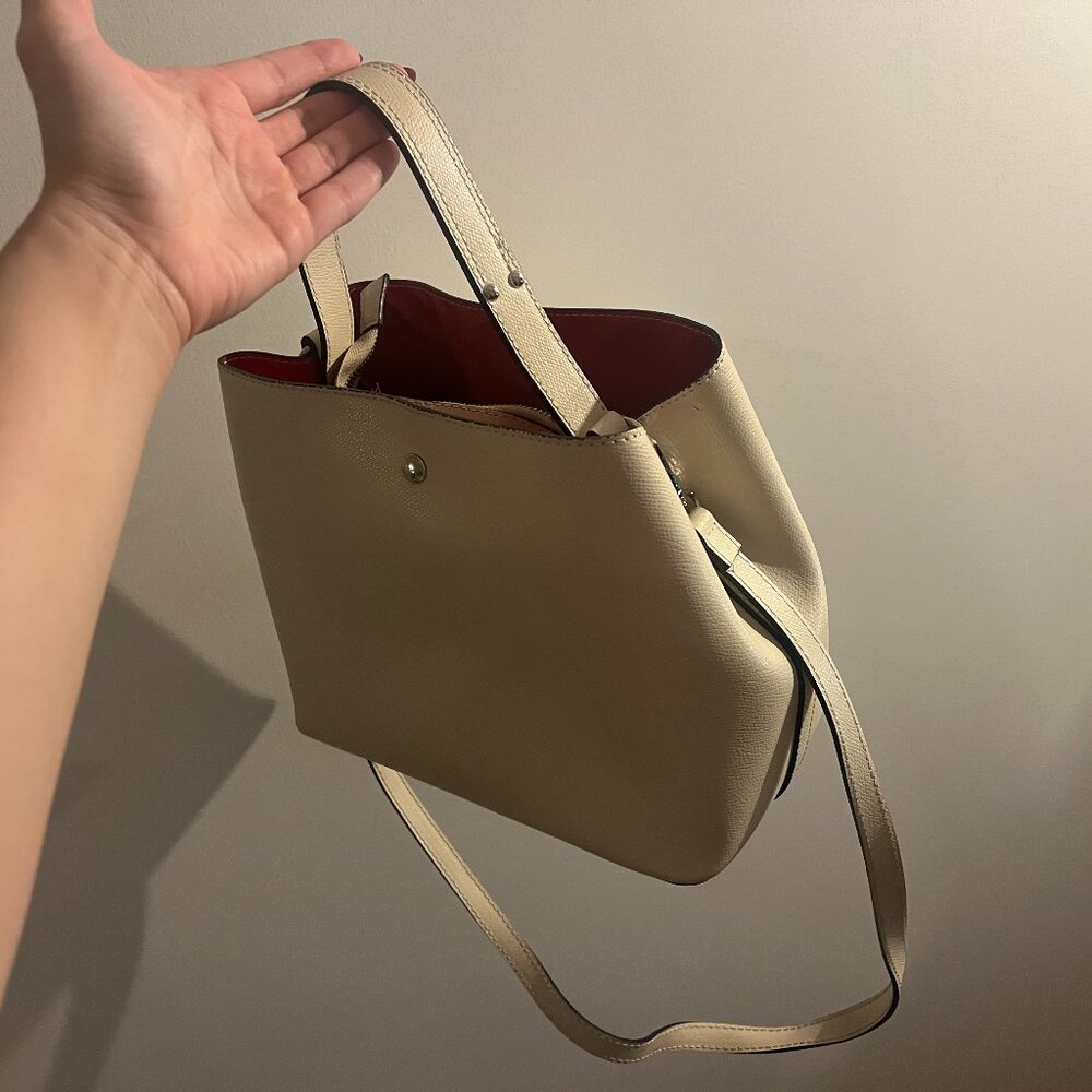 Off white Italian leather bag